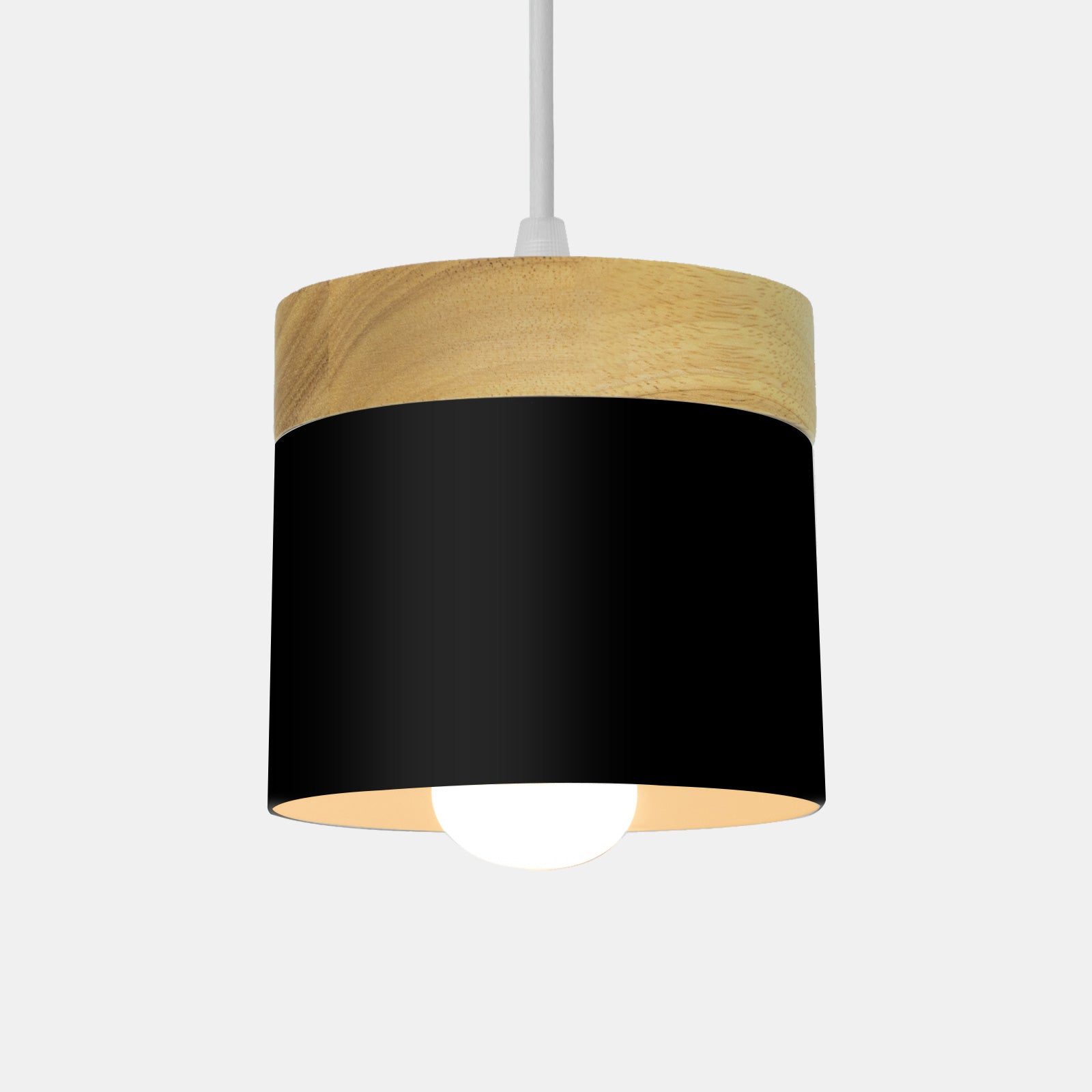 Simple Cylindrical Wood Suspension Lamp