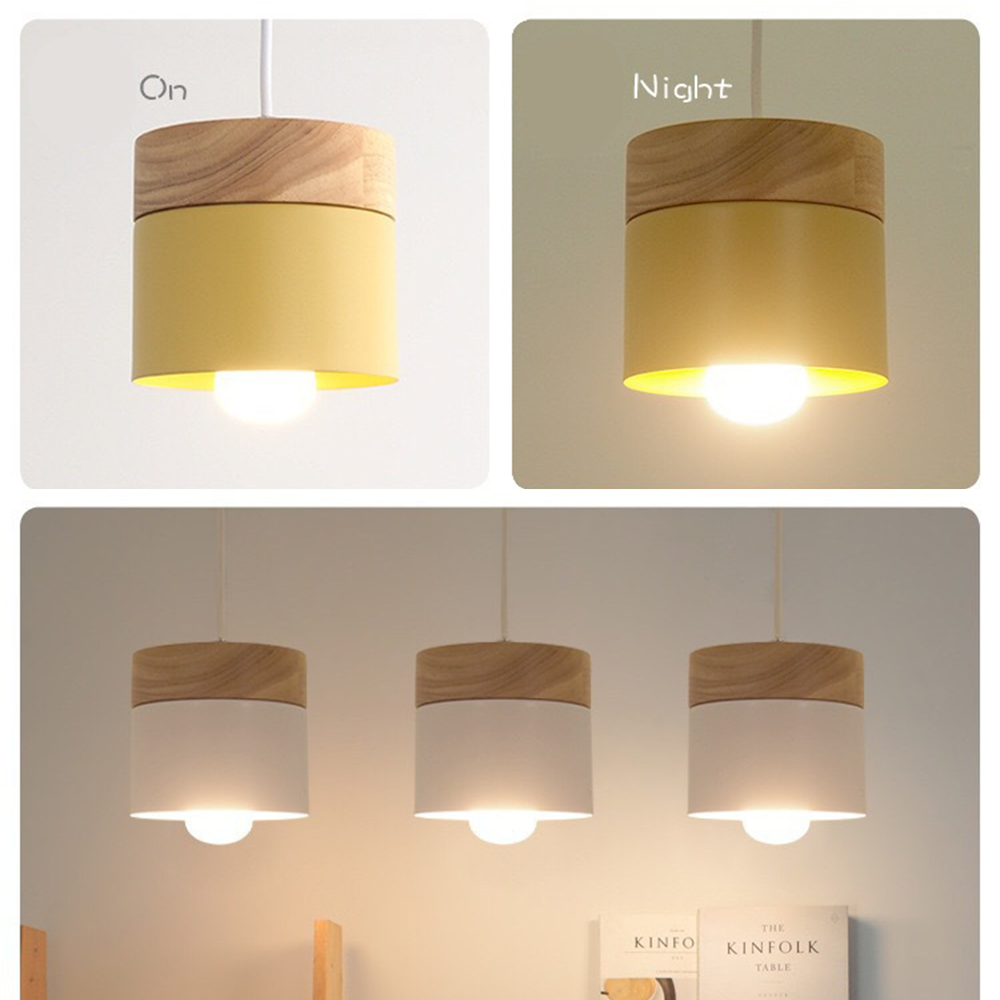 Simple Cylindrical Wood Suspension Lamp