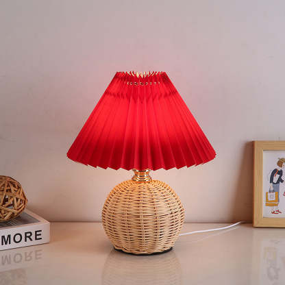 Modern Simple Bamboo Weaving  Bedroom Table Lamps
