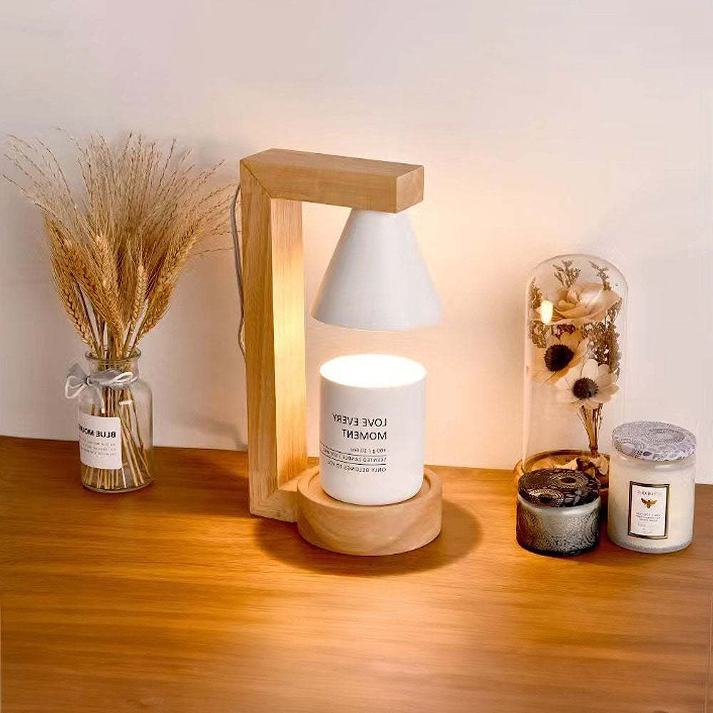 Simple Wood Bedroom Candle Warmer Lamp