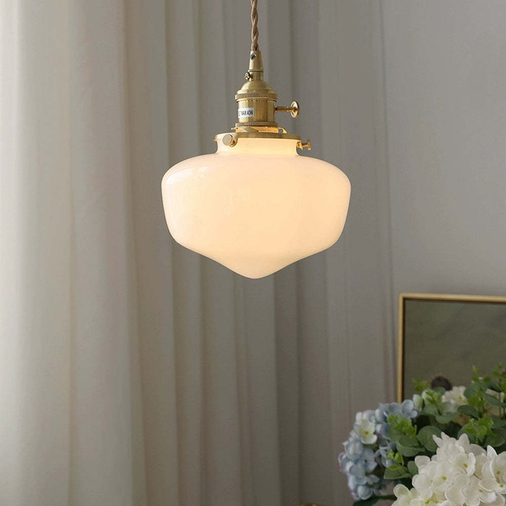 Simple Retro Brass Glass Ceiling Pendant Light