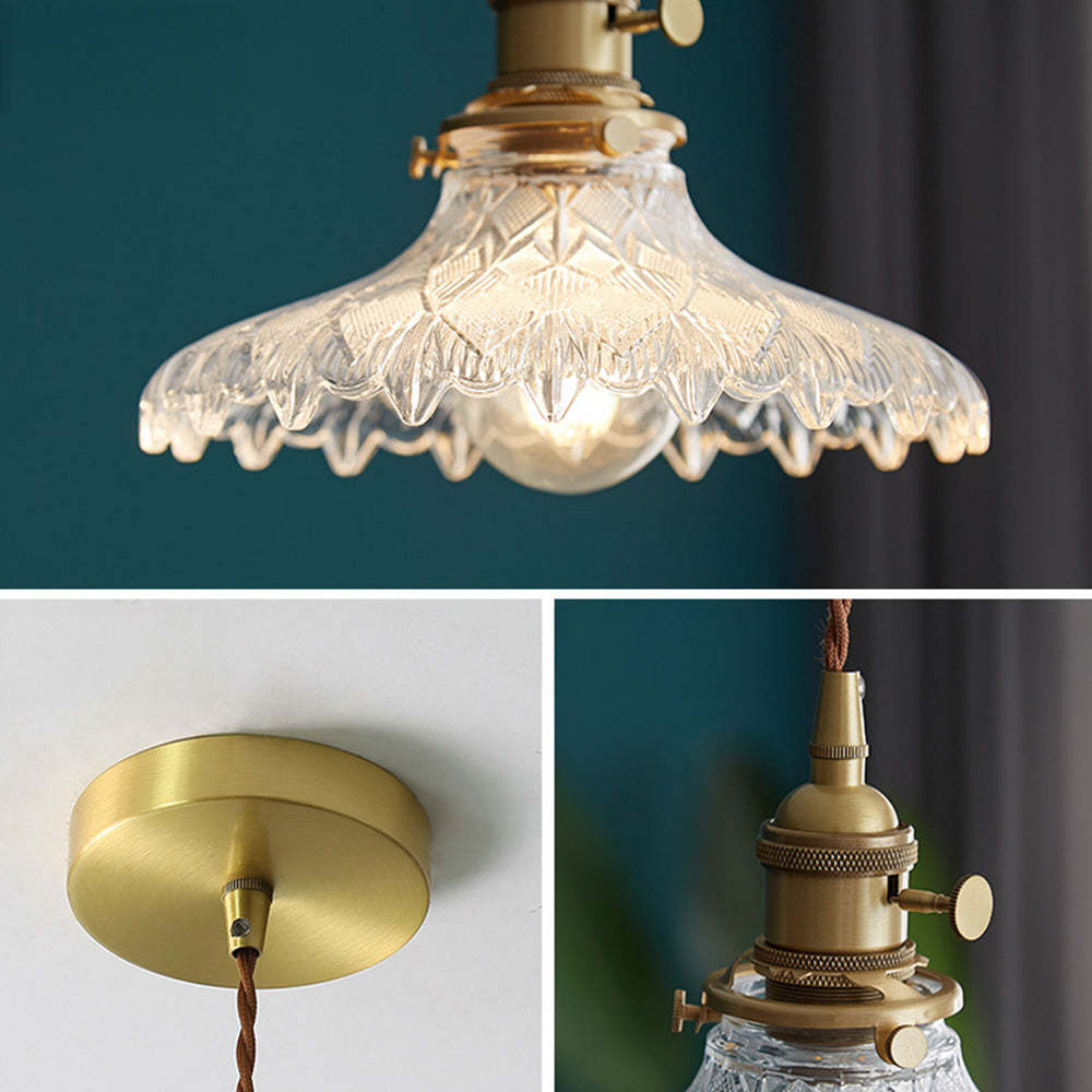 Vintage Glass Transparent Pendant Lighting For Bedroom
