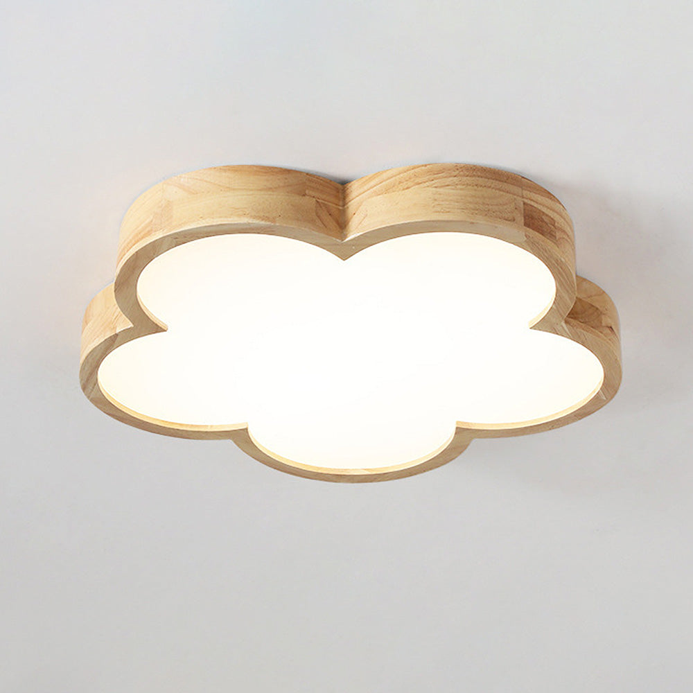 Simple Flowers Wabi-Sabi Wood LED Ceiling Light For Bedroom