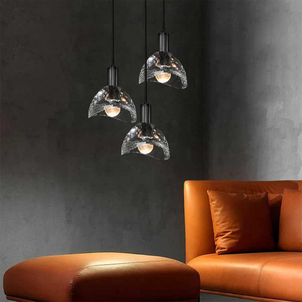 Modern Black Irregular Crystal LED Pendant Lighting