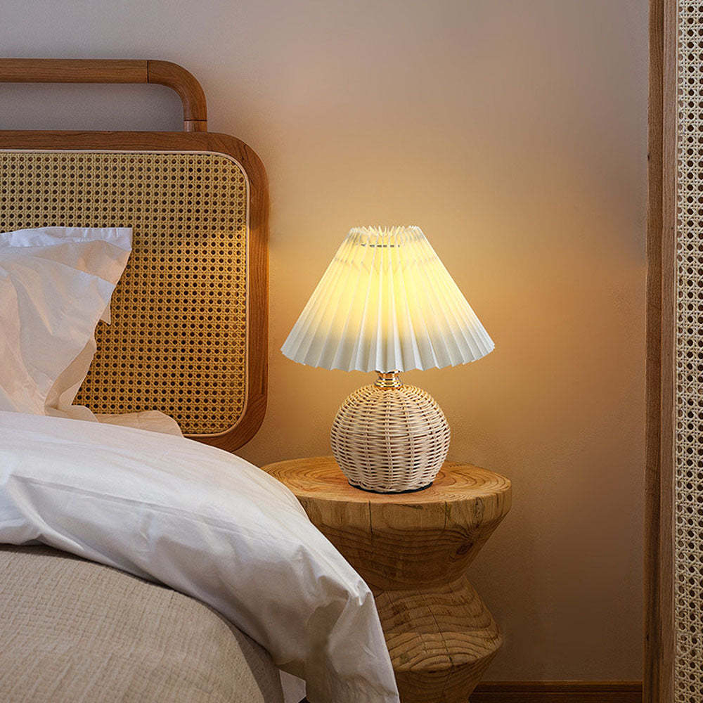 Modern Simple Bamboo Weaving  Bedroom Table Lamps