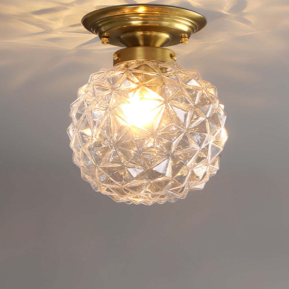 Contemporary Clear Glass Hallway Semi-Flush Ceiling Light