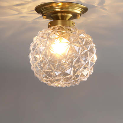 Contemporary Clear Glass Hallway Semi-Flush Ceiling Light