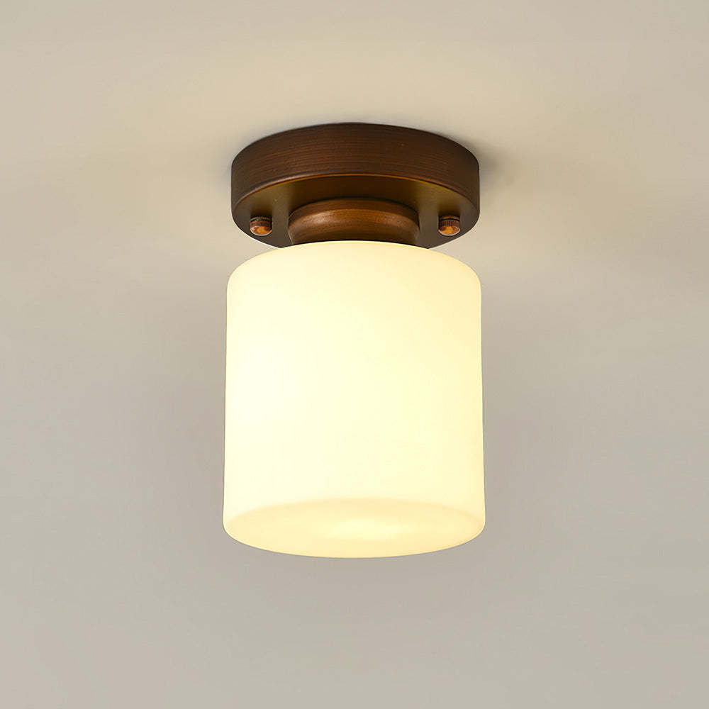 Simple Square White Semi-Flush Hallway Ceiling Light