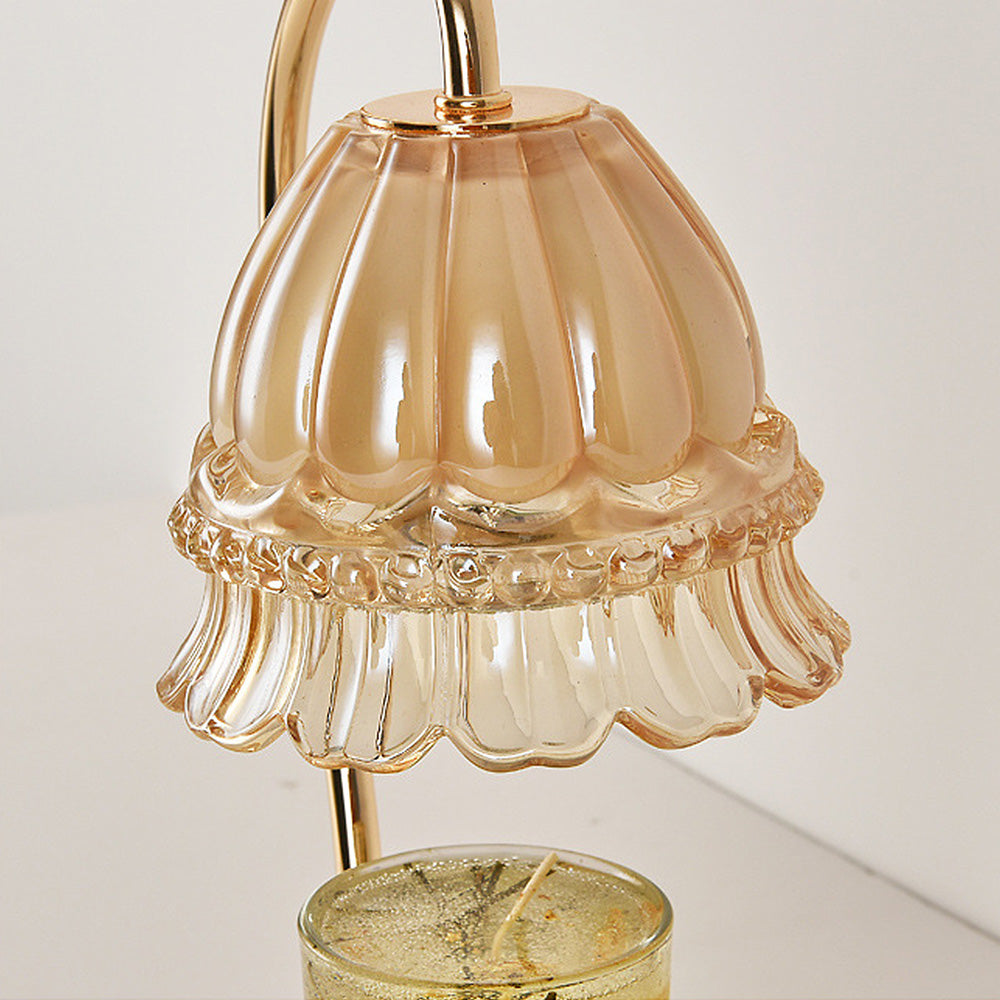 Creative Gold Glass Flower Shape Mini Candle Warmer Lamp