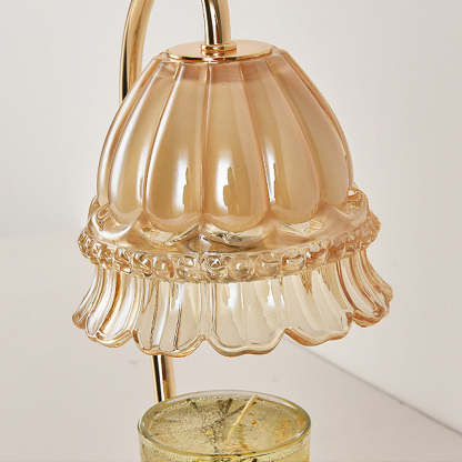 Creative Gold Glass Flower Shape Mini Candle Warmer Lamp