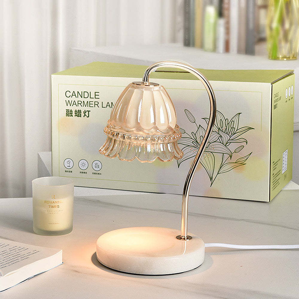 Creative Gold Glass Flower Shape Mini Candle Warmer Lamp
