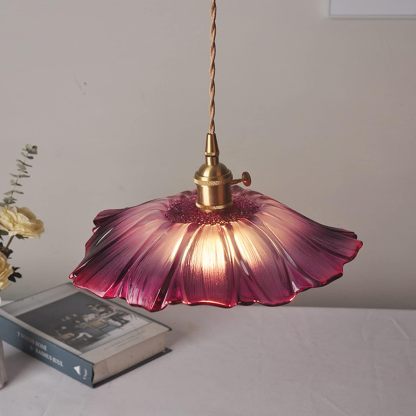 Vintage Flower Shape Glass Pendant Light For Dining Room