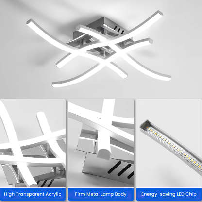 Silver Modern Aluminum Semi Flush LED Ceiling Lights For Bedroom