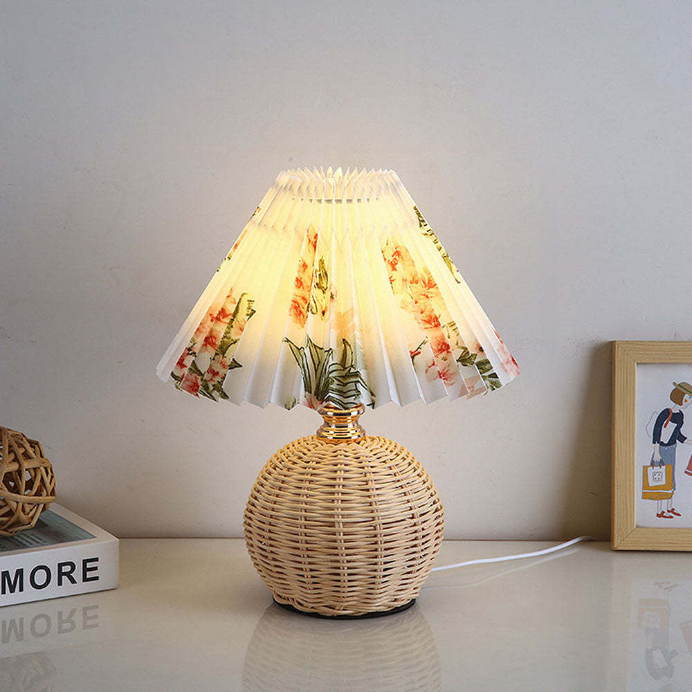 Modern Simple Bamboo Weaving  Bedroom Table Lamps