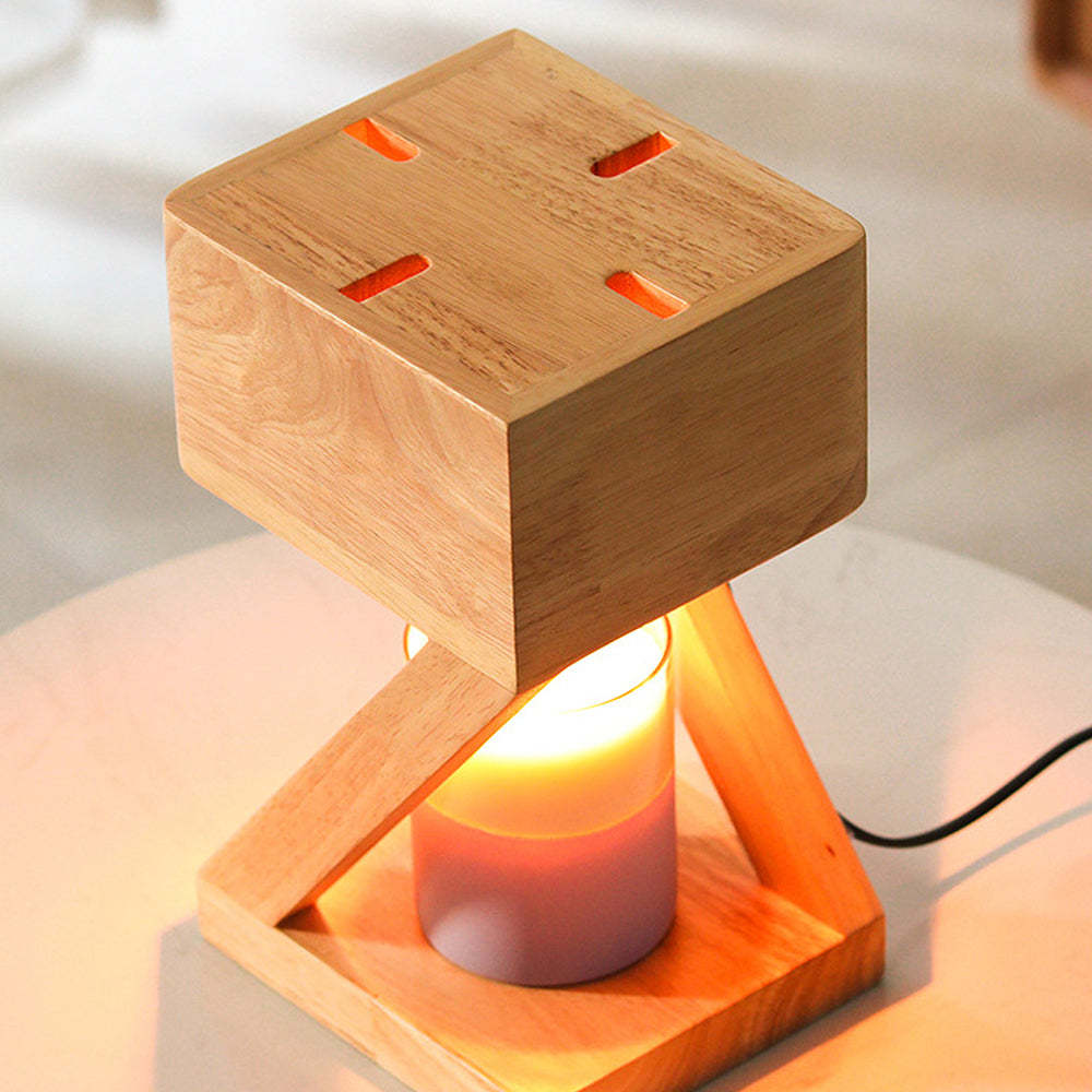 Contemporary Cute Wood Bedroom Candle Warmer Lamp