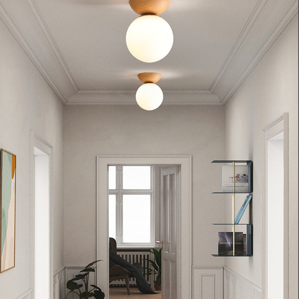 Nordic Glass Wood Ceiling Lighting