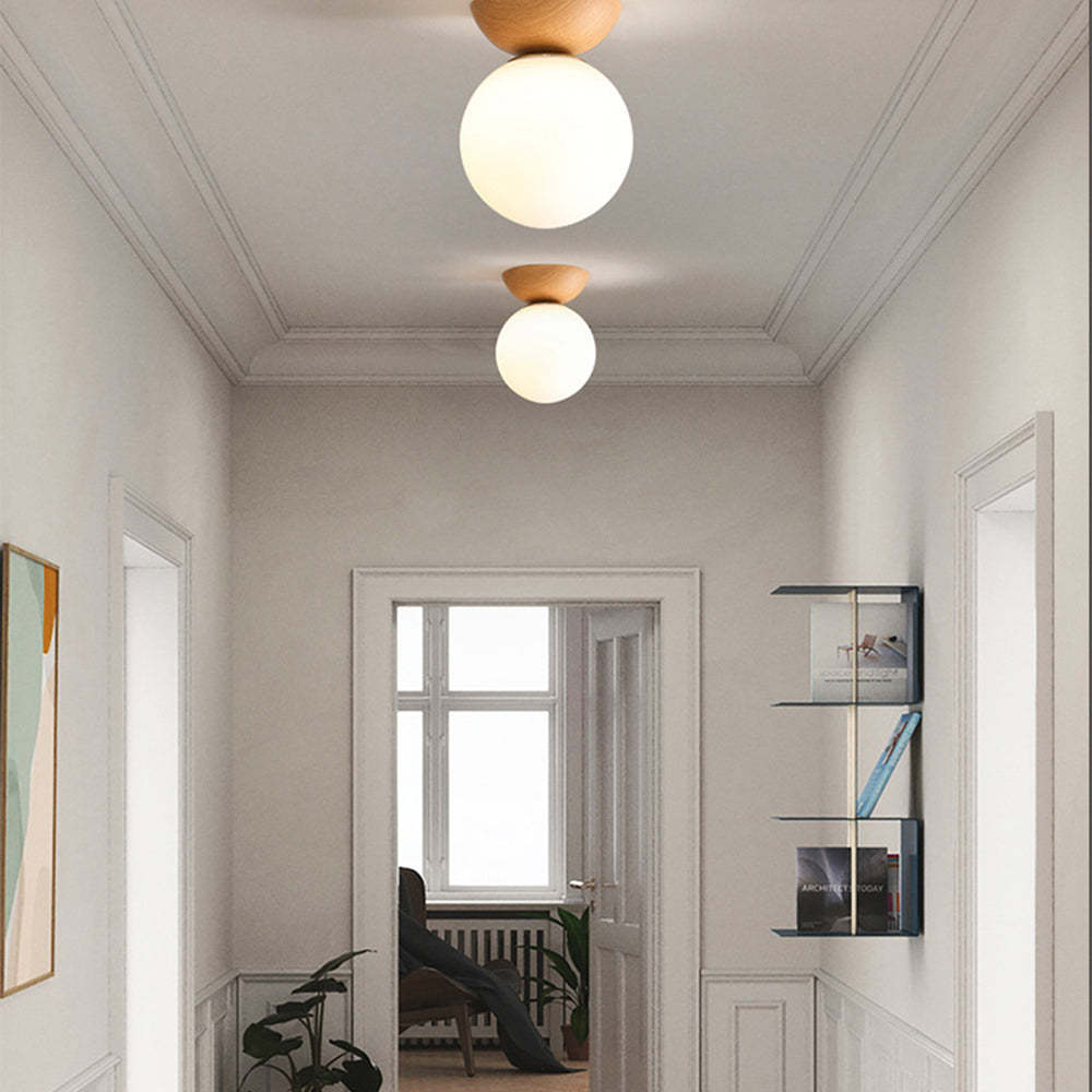 Nordic Glass Wood Ceiling Lighting