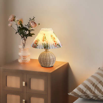 Modern Simple Bamboo Weaving  Bedroom Table Lamps