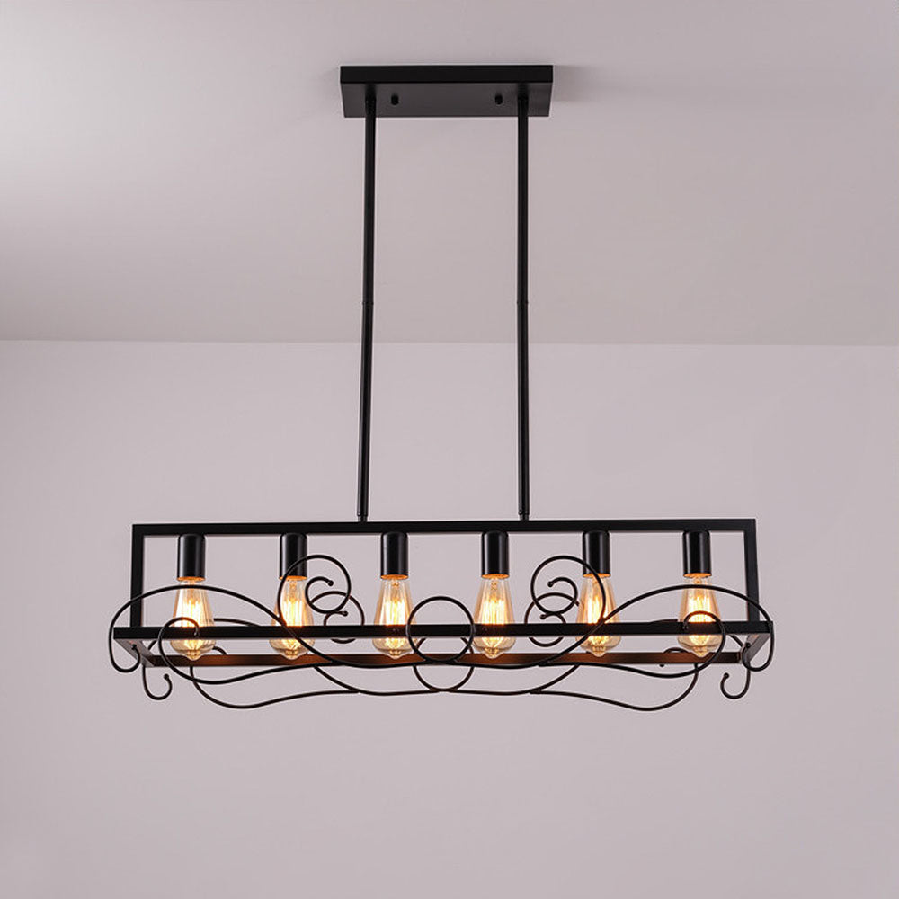 6 Bulbs Brown Metal Kitchen Island Pendant Lights