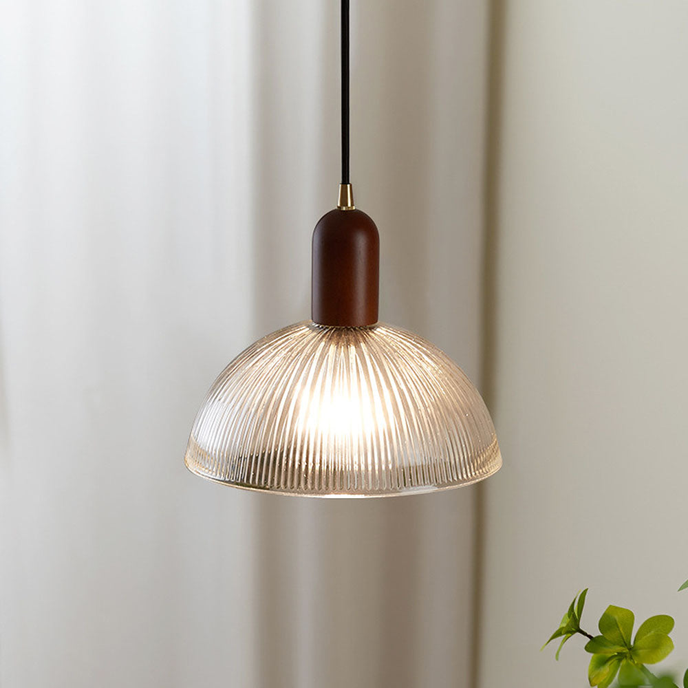 Simple Wood Living Room Clear Pendant Light