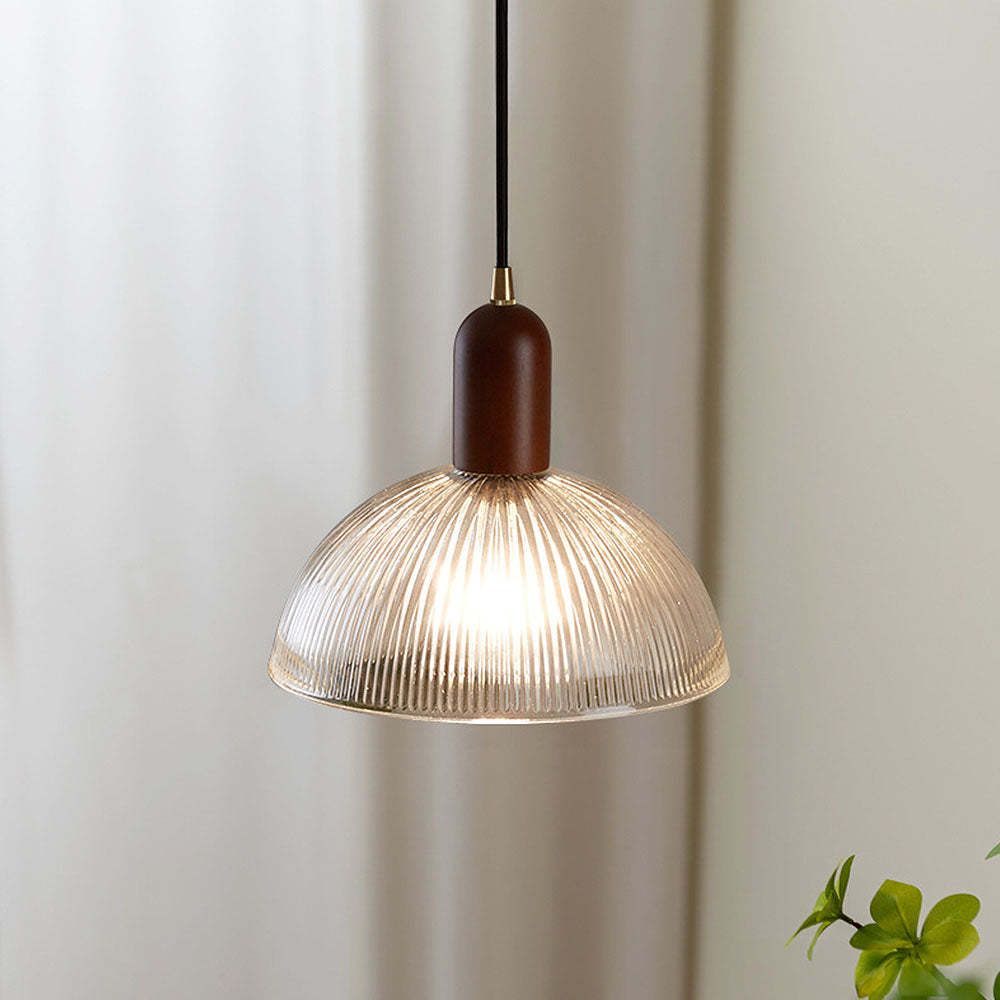 Simple Wood Living Room Clear Pendant Light