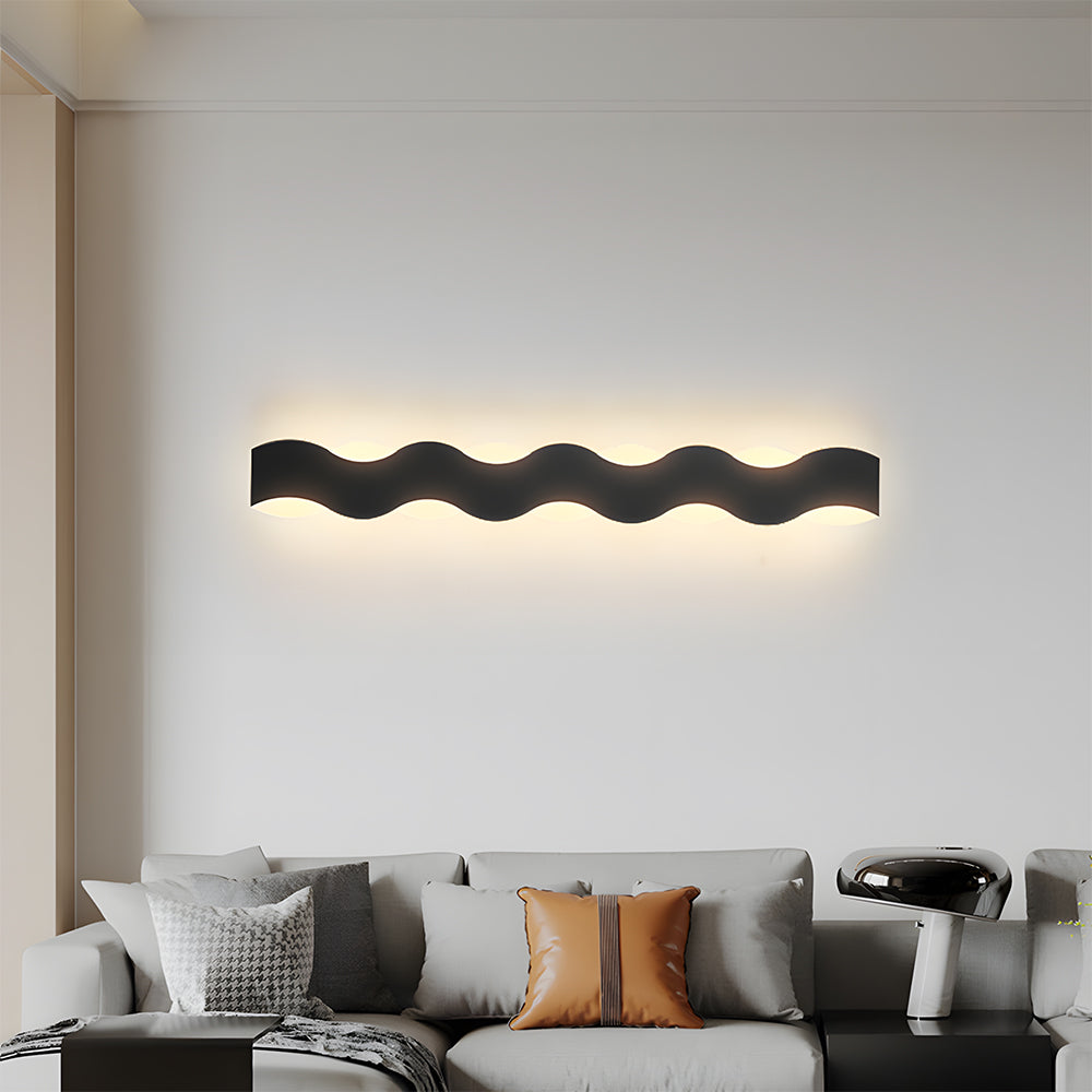 Contemporary Industrial Textured Black Slim Ribbon LED Wall Sconces for Courtyard 