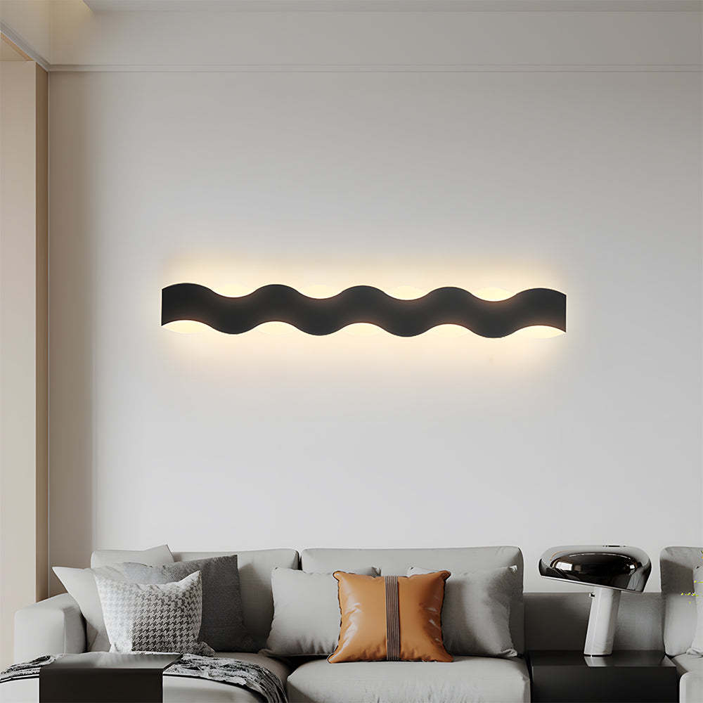 Contemporary Industrial Textured Black Slim Ribbon LED Wall Sconces for Courtyard 
