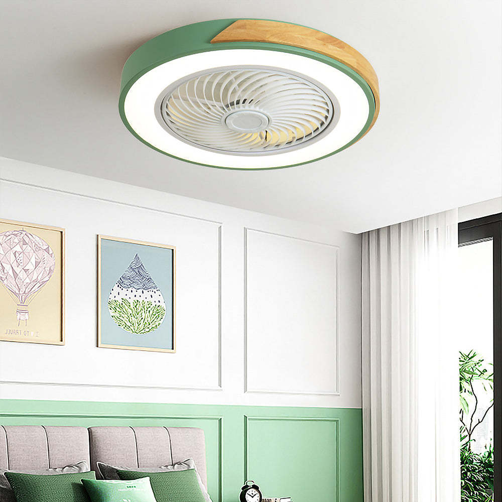 Modern Simple Round Iron Ceiling Fans With LED Lights