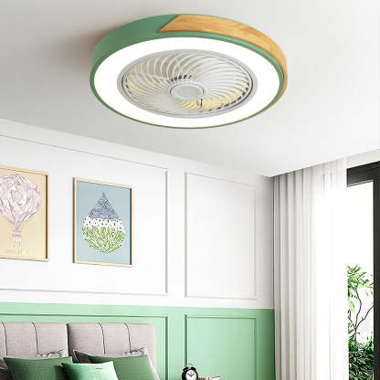 Modern Simple Round Iron Ceiling Fans With LED Lights