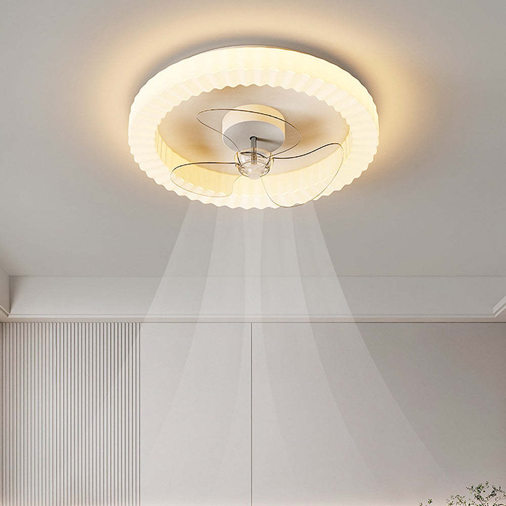 White Round Design Ceiling Fan With LED Lighting