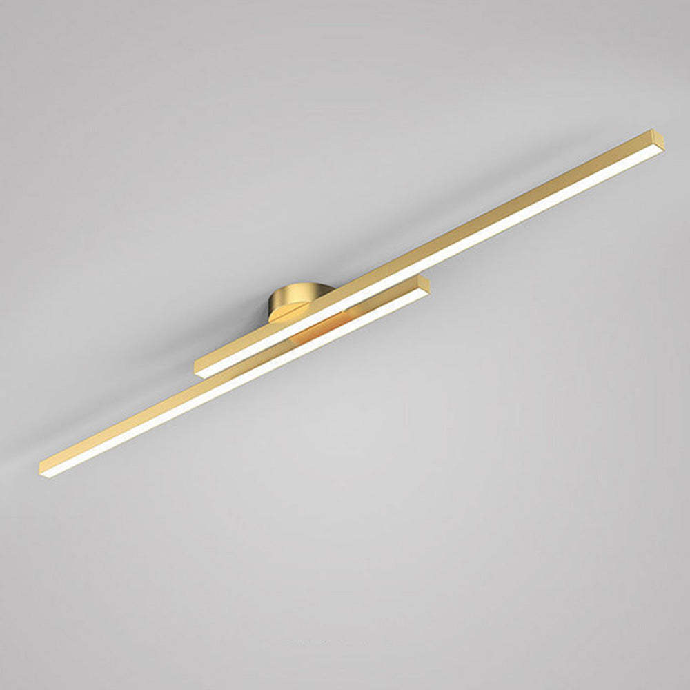 Modern Aluminum Long Strip Semi Flush Mount LED Ceiling Light For Living Room