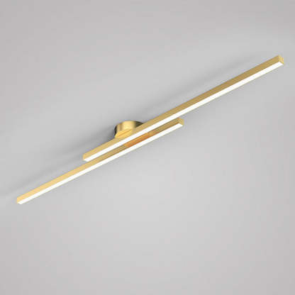 Modern Aluminum Long Strip Semi Flush Mount LED Ceiling Light For Living Room