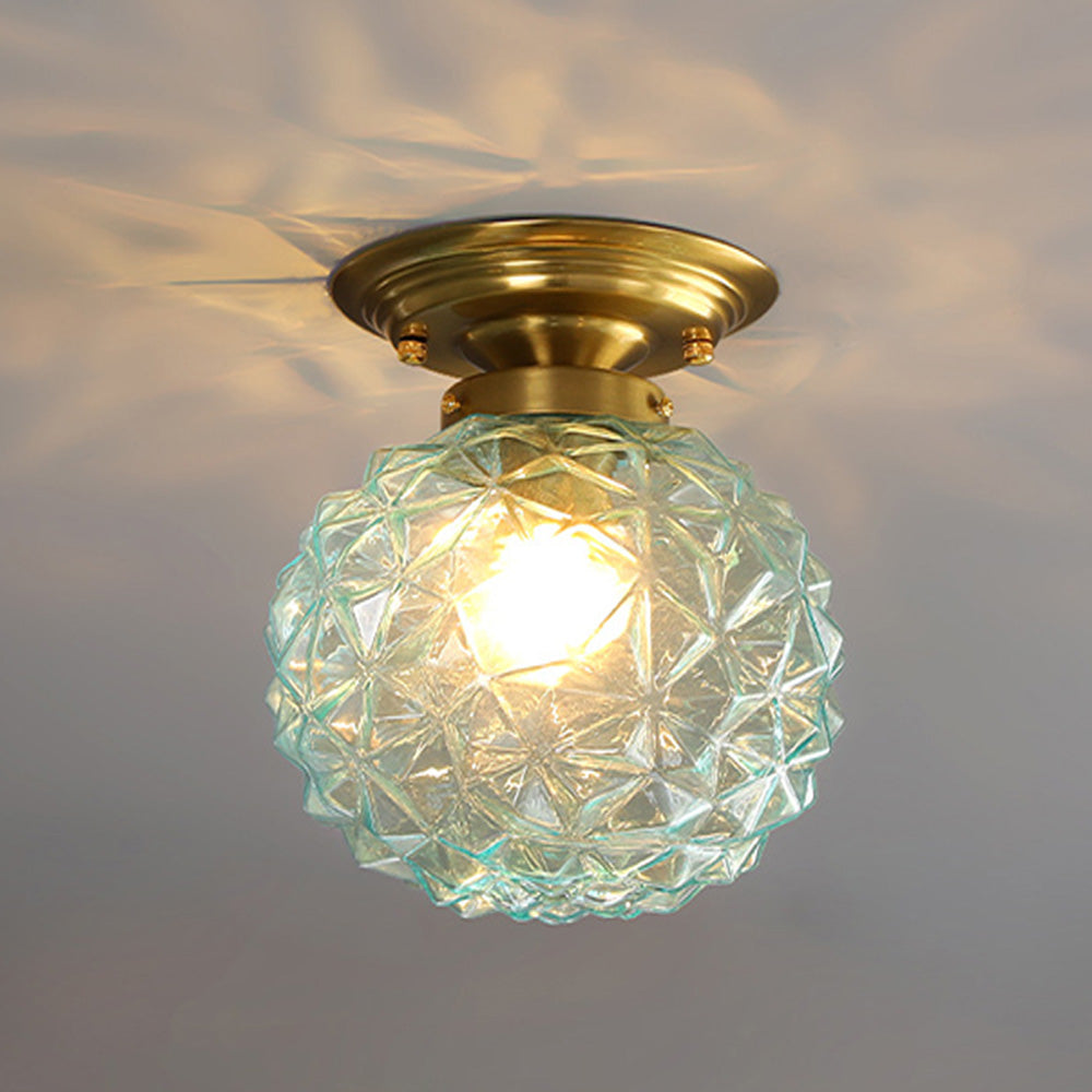 Contemporary Clear Glass Hallway Semi-Flush Ceiling Light