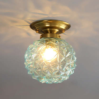 Contemporary Clear Glass Hallway Semi-Flush Ceiling Light