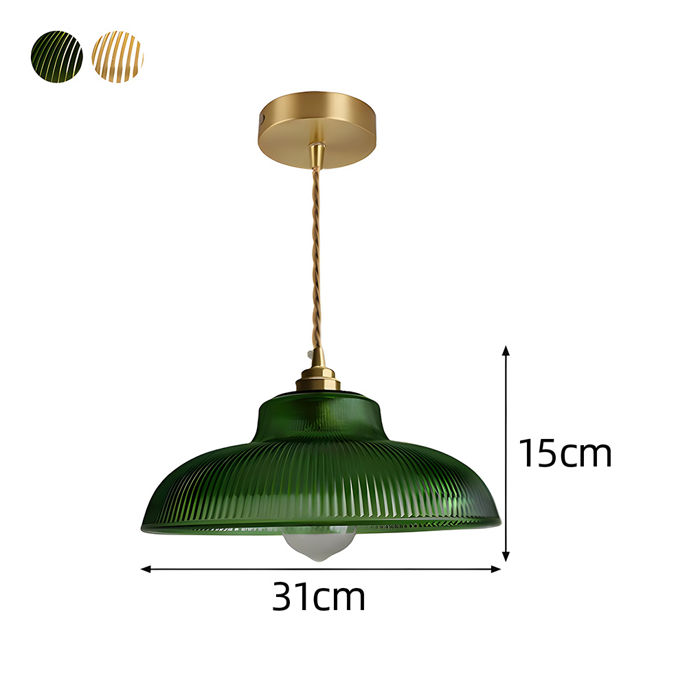 Retro Metal Dome Pendant Light with Glass Shade