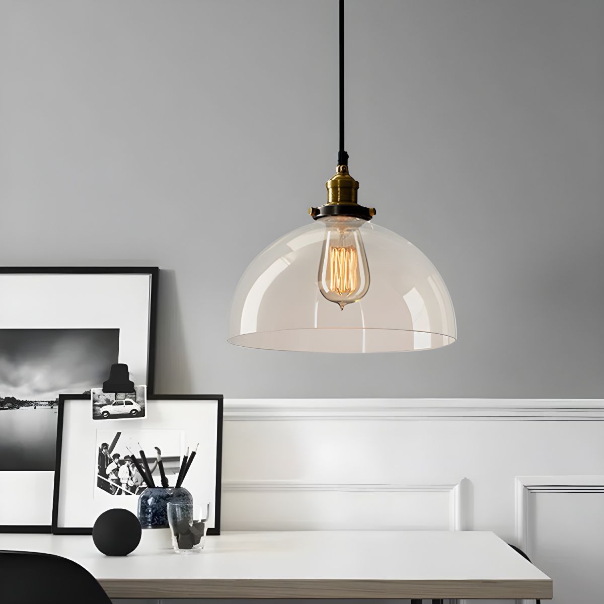 Nordic Simple Clear Glass Bedside Pendant Lighting