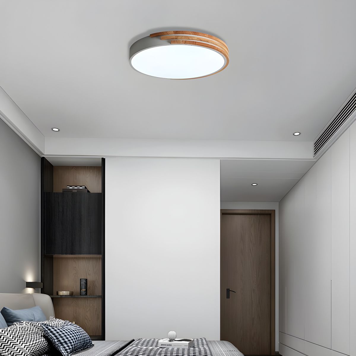 Modern Wood LED Ceiling Lights For Bedroom