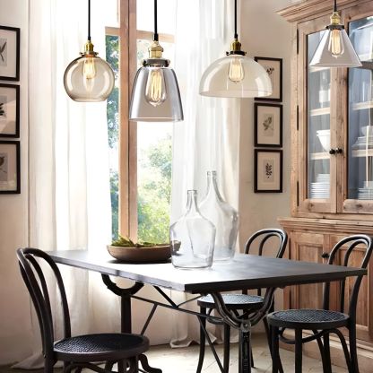 Nordic Simple Clear Glass Bedside Pendant Lighting