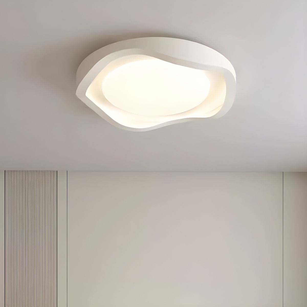 Geometric LED White Flush Mount Ceiling Light