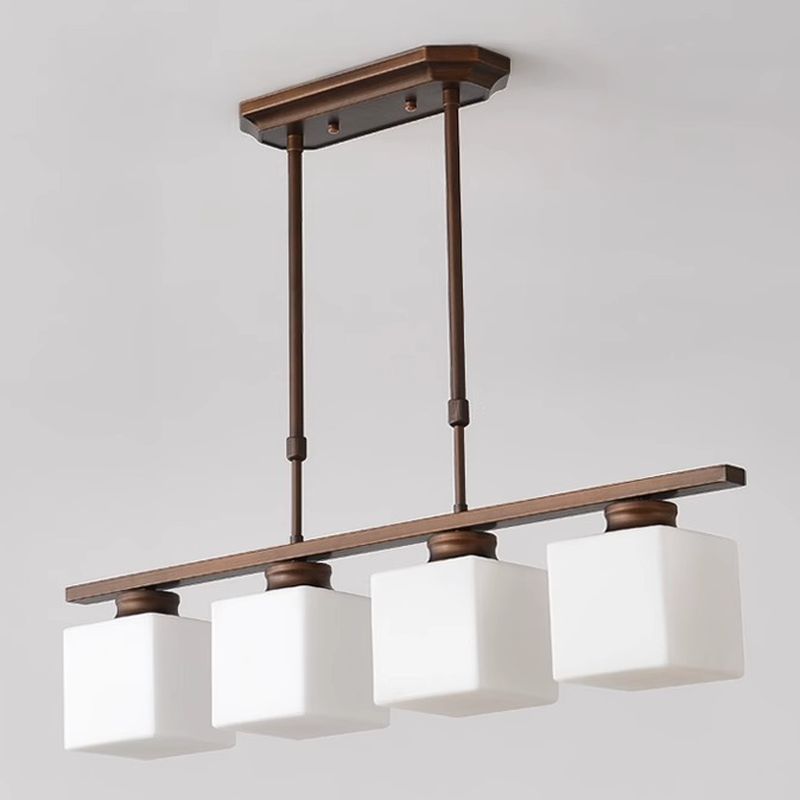Simple Multi-Head Glass Kitchen Island Ceiling Lighting