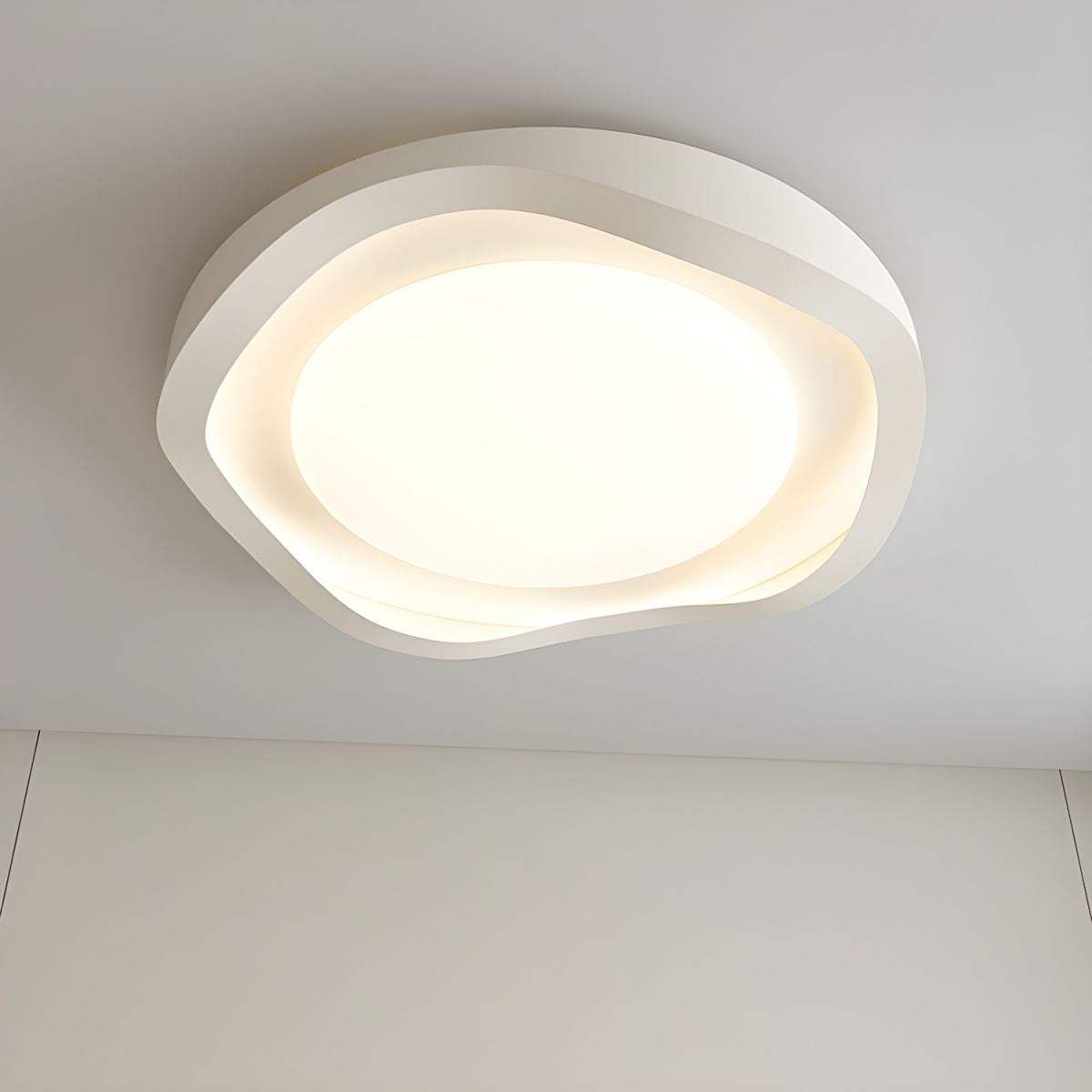 Geometric LED White Flush Mount Ceiling Light