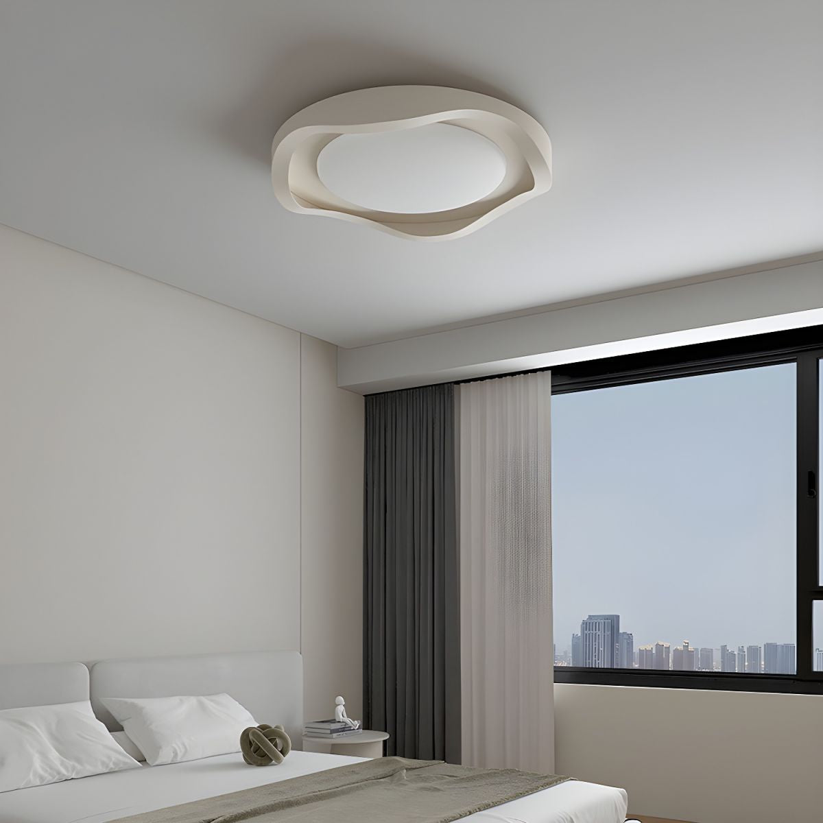Geometric LED White Flush Mount Ceiling Light