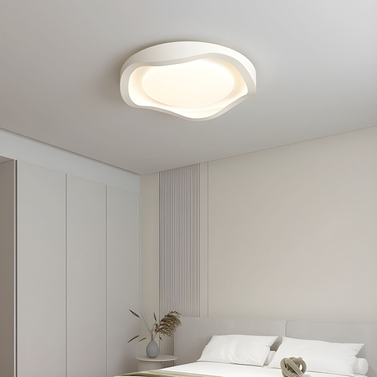 Geometric LED White Flush Mount Ceiling Light