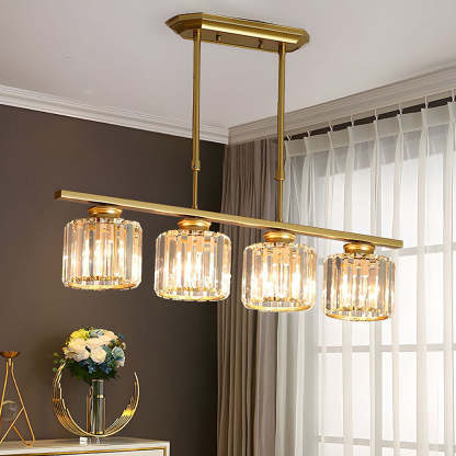 Nordic Multi-Head Designer Long Gold Island Lamps