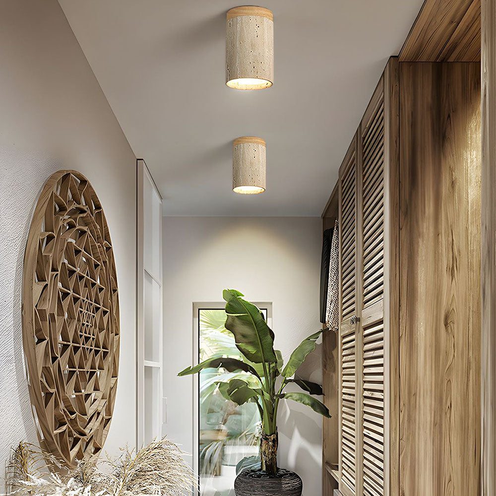 Stone Simplicity Cylindrical Hallway Ceiling Light