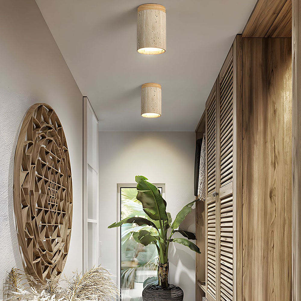 Stone Simplicity Cylindrical Hallway Ceiling Light