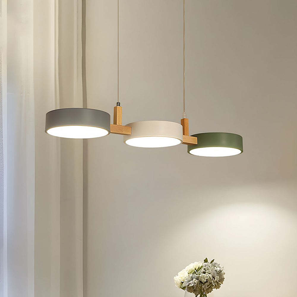 Homdiy Pendant Lighting Wood Cylinder Multi Light Nordic Pendant Light