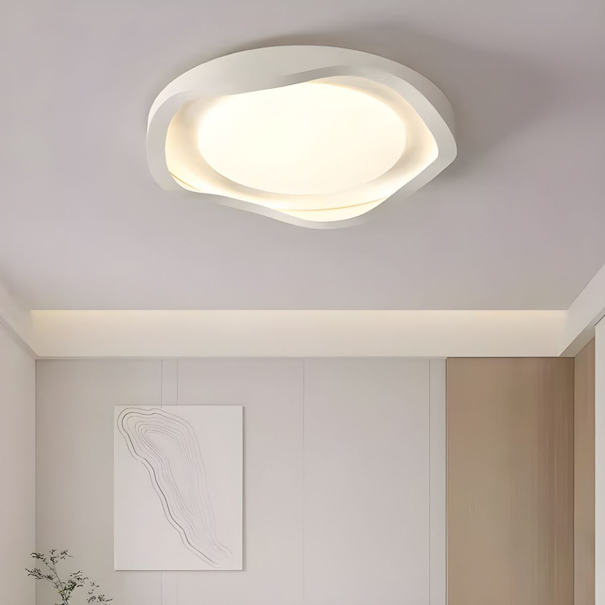 Geometric LED White Flush Mount Ceiling Light