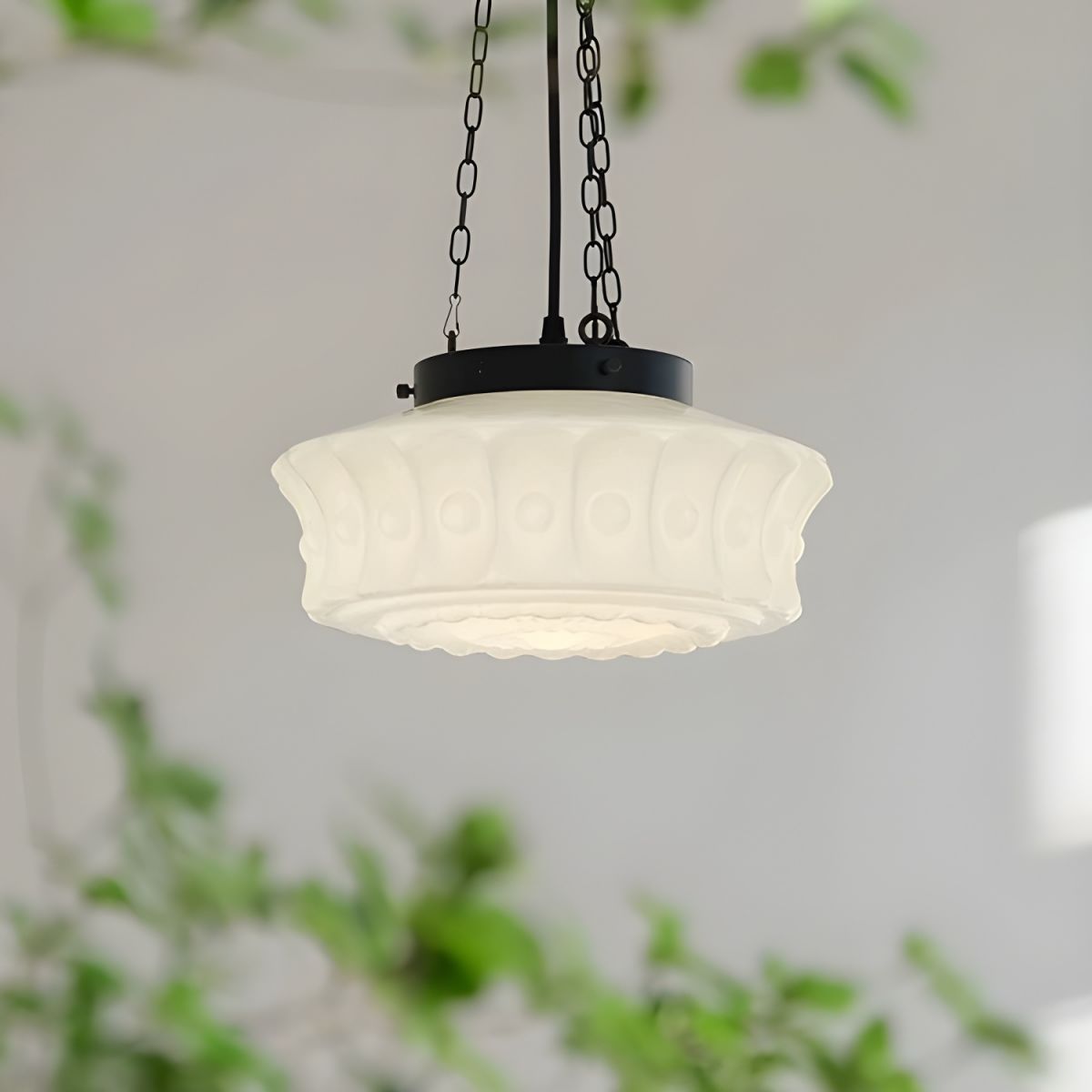 White Vintage Round Pendant Light -Homdiy