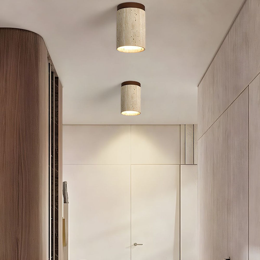 Stone Simplicity Cylindrical Hallway Ceiling Light